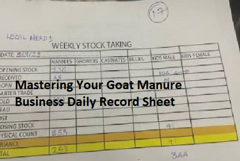 Mastering Your Goat Manure Business Daily Record Sheet Mastering Your Goat Manure Business Daily Record Sheet
